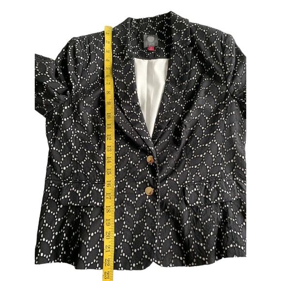 Vince Camuto Black Eyelet Cotton Blazer Jacket Size 10 Lined - Picture 5 of 9